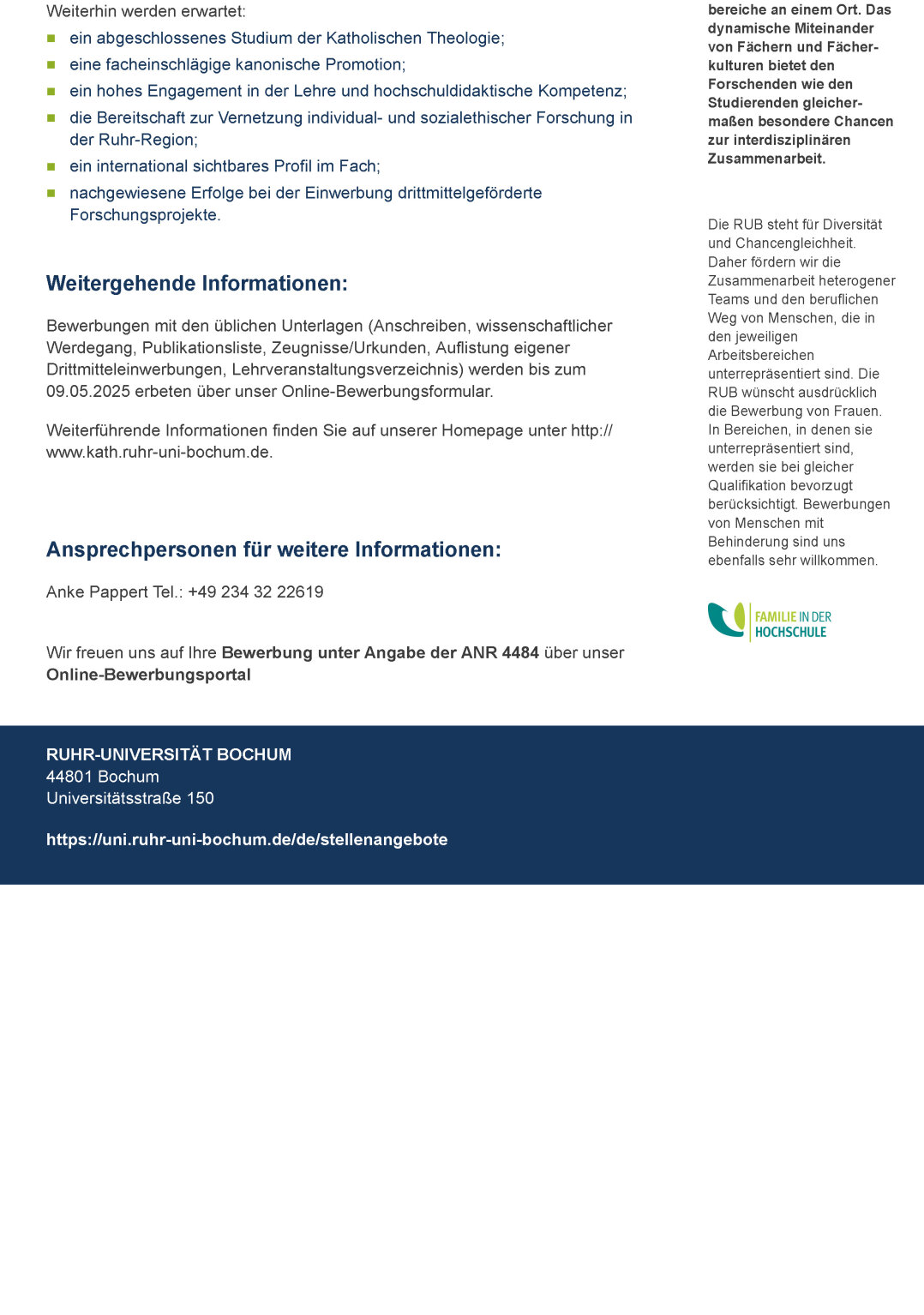 W2-Professur für Theologische Ethik